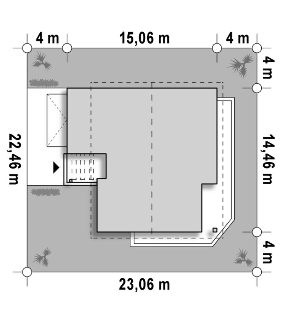 Plan amplasament Casă parter 138 mp utili, 3 dormitoare, o baie