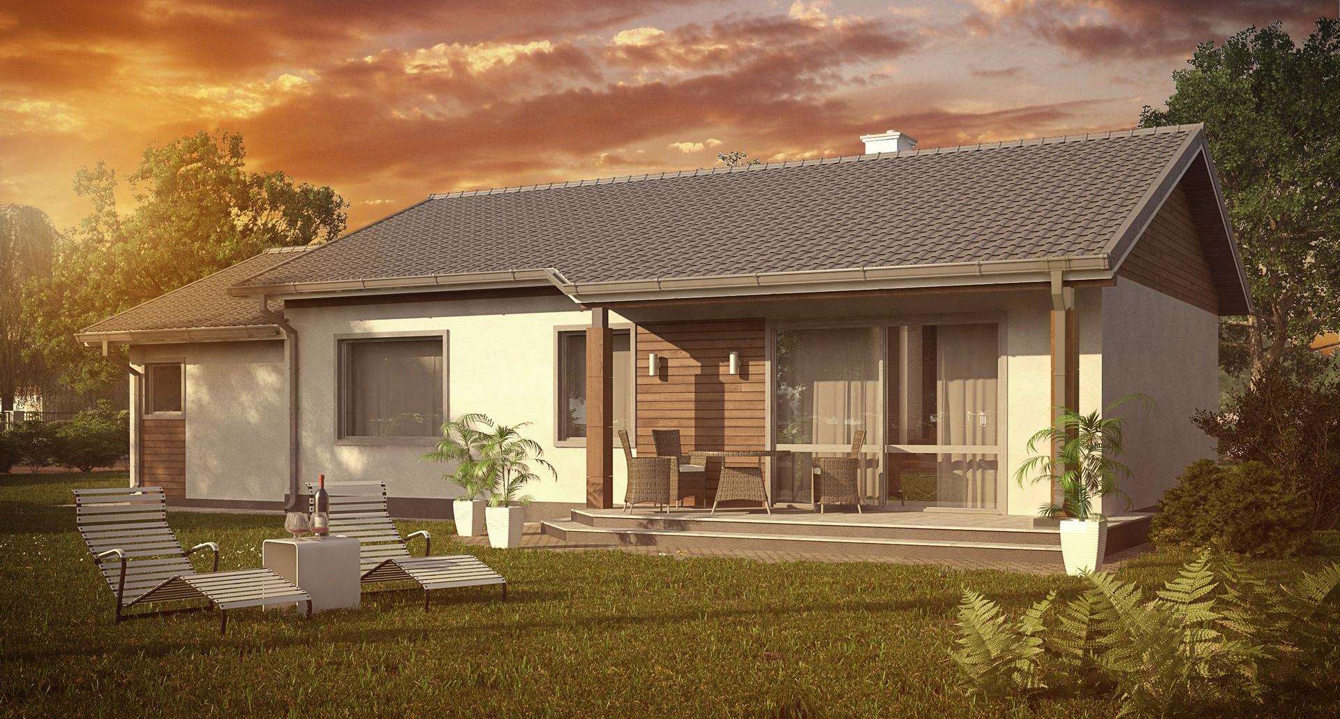 Fatada Casă parter 77 mp utili, 3 dormitoare, o baie