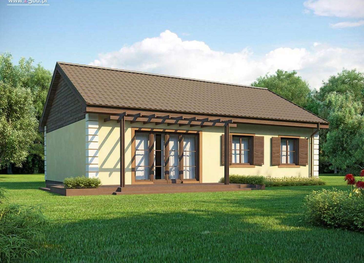 Fatada Casă parter 98 mp utili, 3 dormitoare, o baie