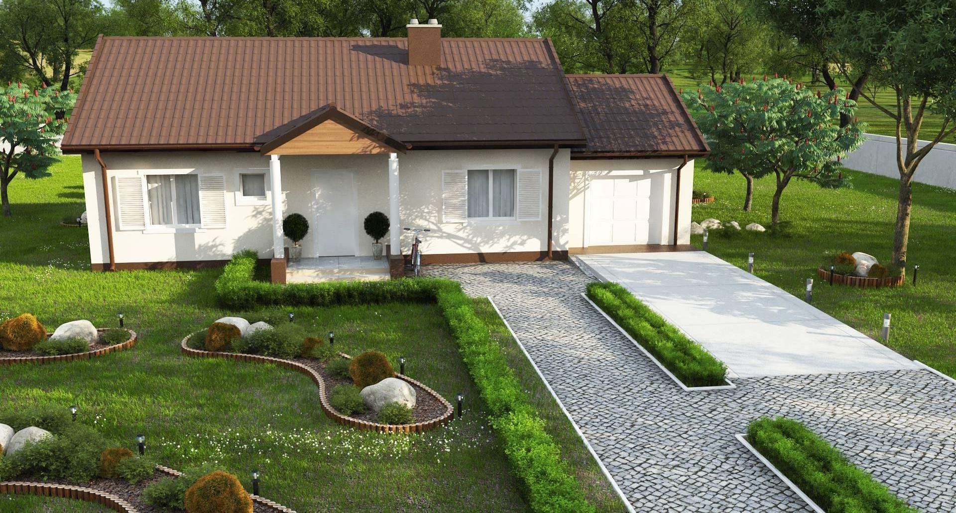 Fatada Casă parter 97 mp utili, 3 dormitoare, o baie