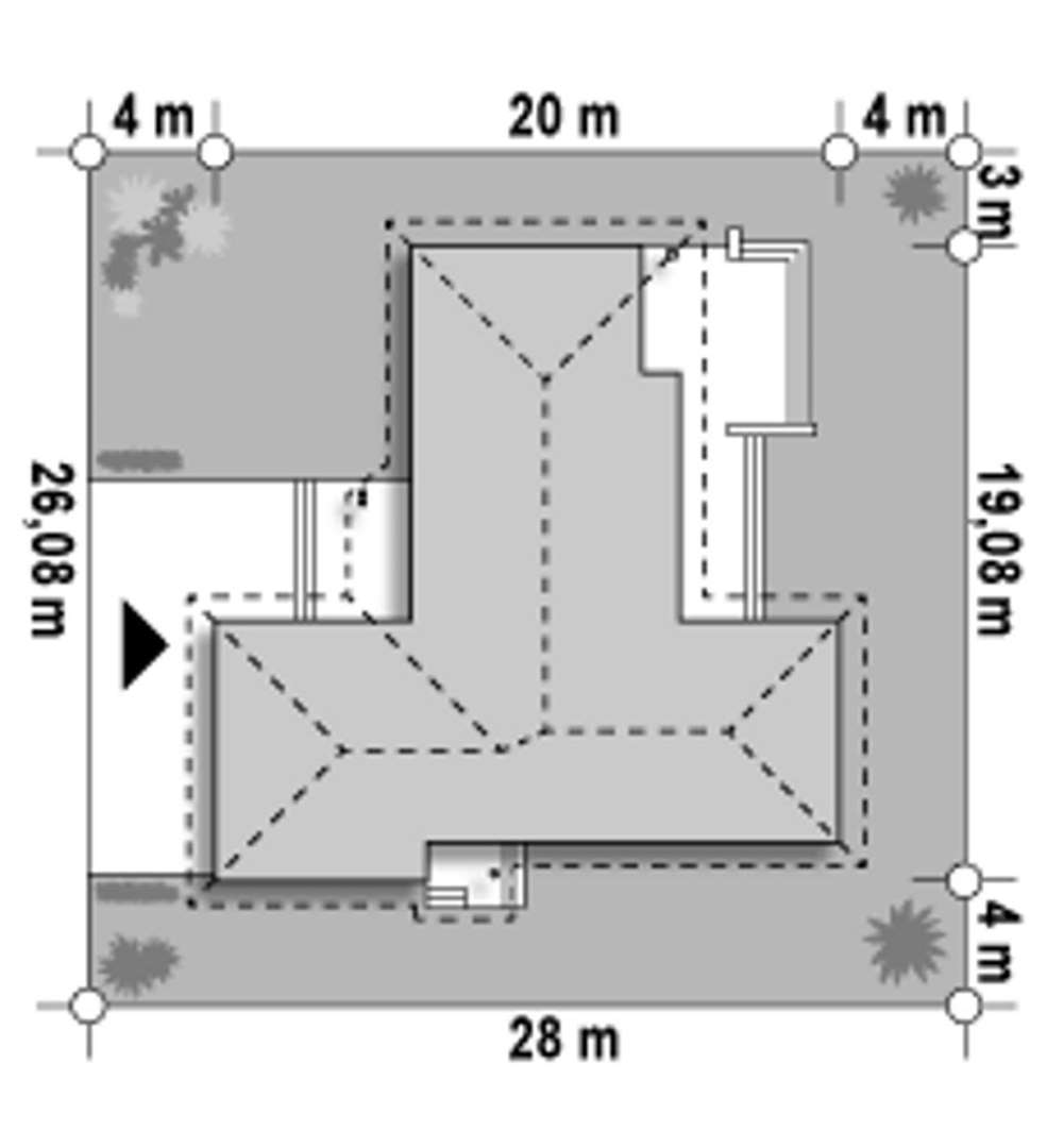Plan amplasament Casă parter 151 mp utili, 3 dormitoare, o baie