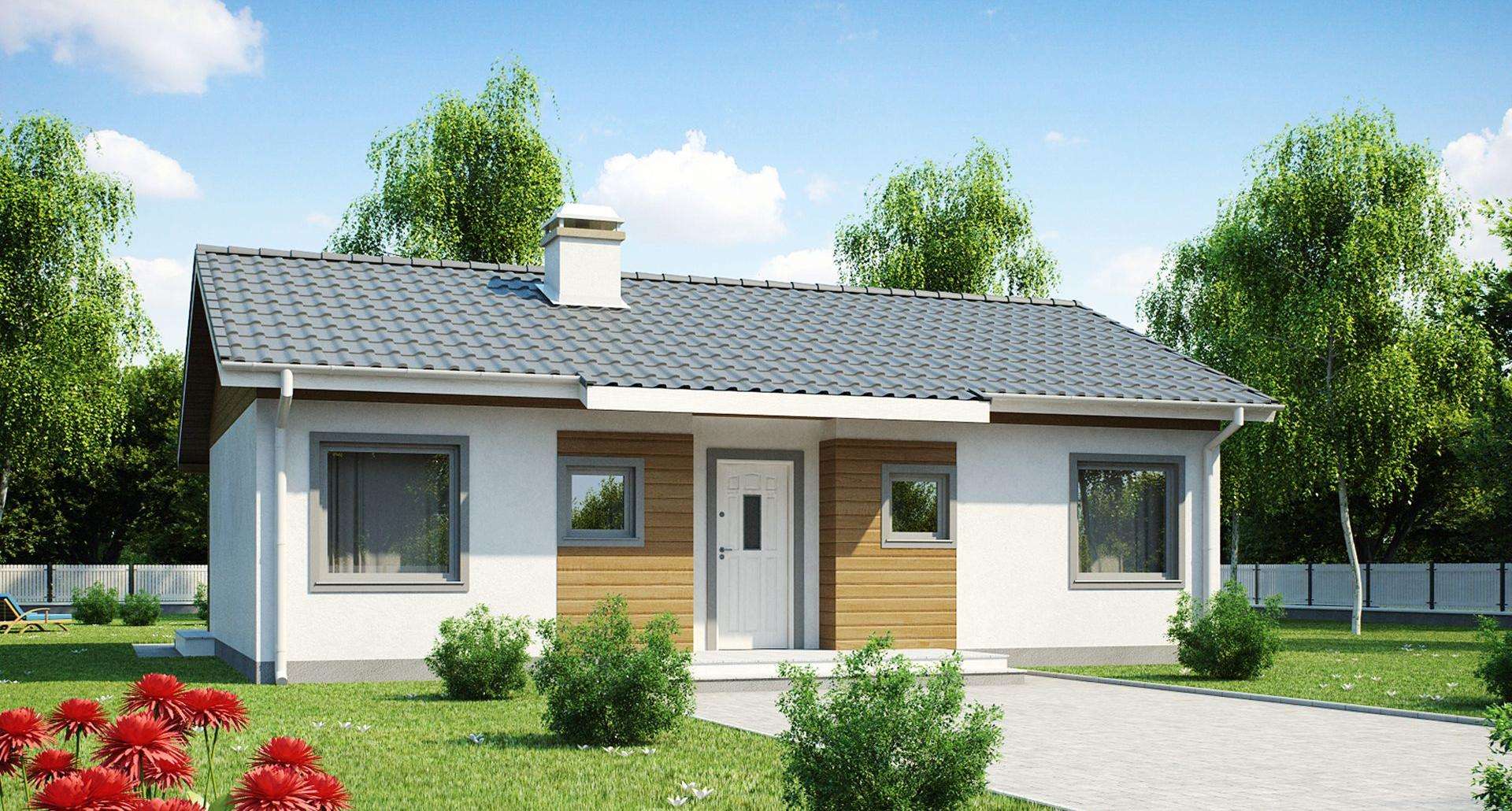 Fatada Casă parter 77 mp utili, 3 dormitoare, o baie
