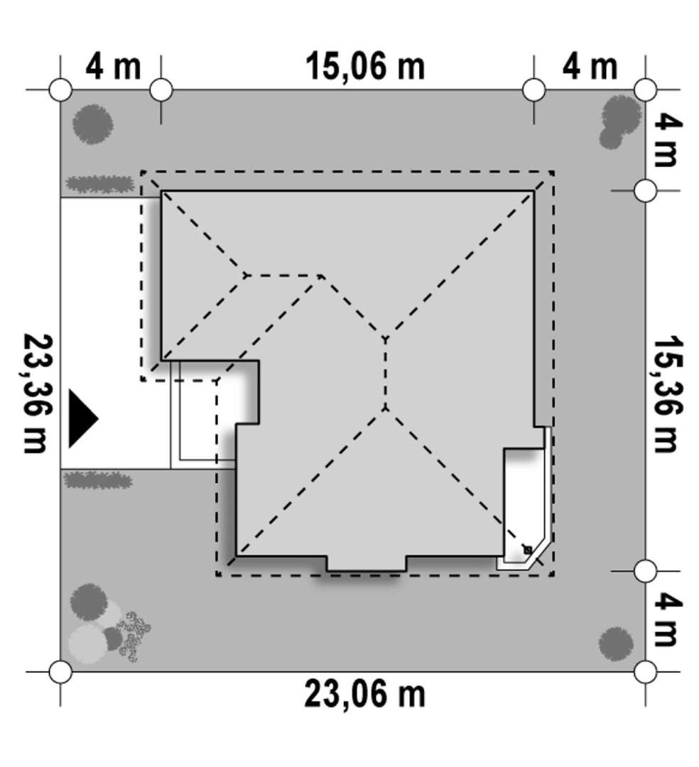 Plan amplasament Casă parter 115 mp utili, 3 dormitoare, o baie