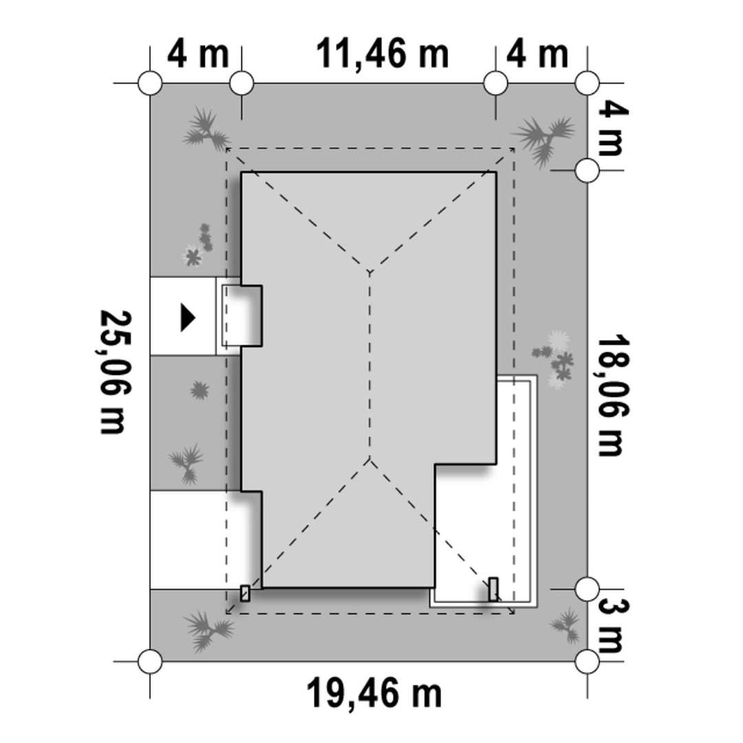 Plan amplasament Casă parter 127 mp utili, 3 dormitoare, o baie