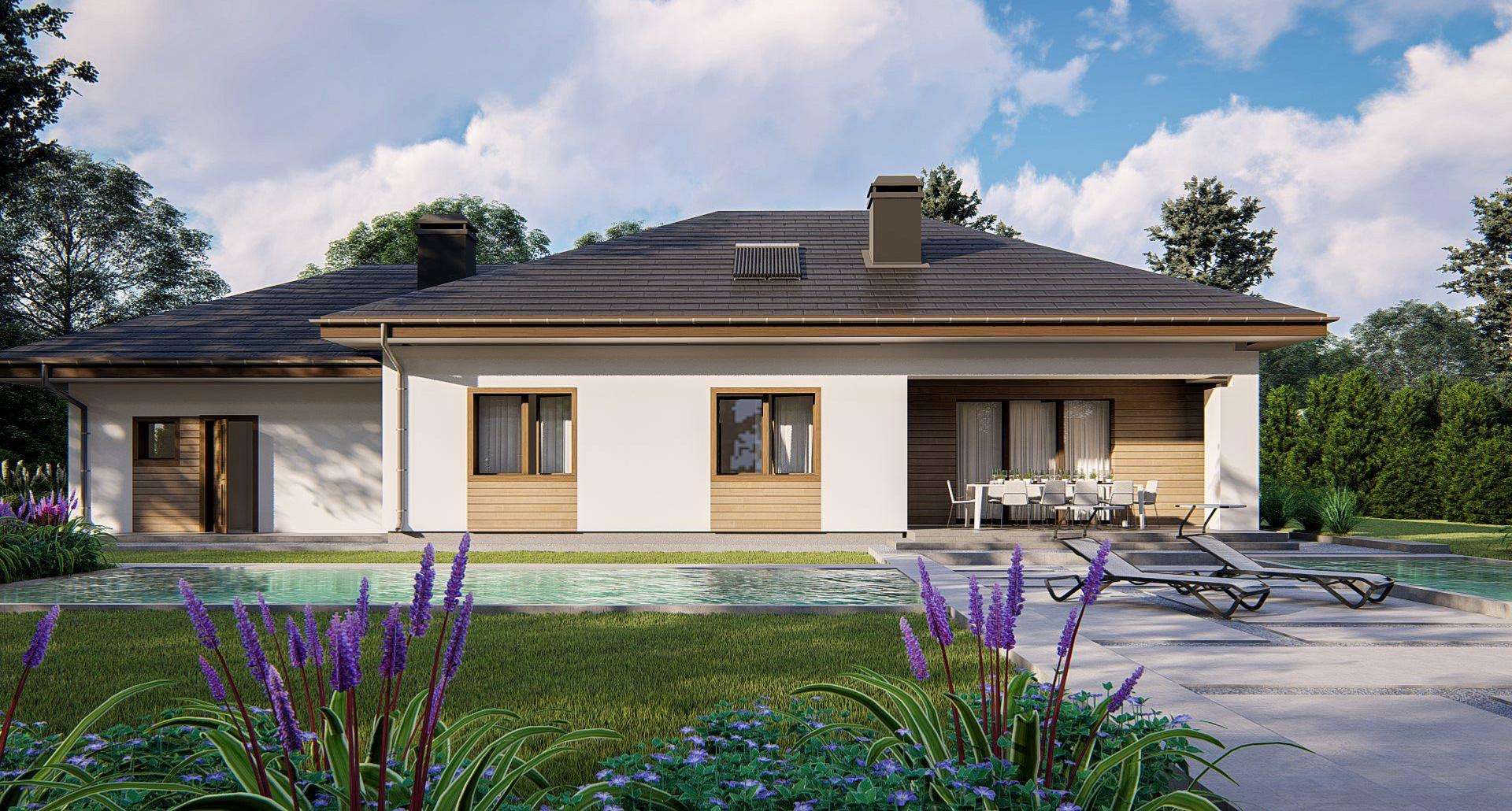 Fatada Casă parter 121 mp utili, 3 dormitoare, 2 băi