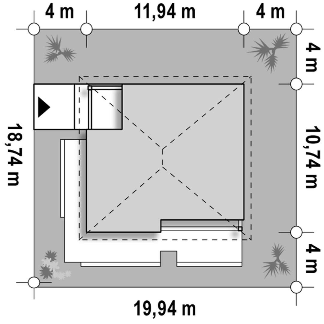 Plan amplasament Casă parter 91 mp utili, 2 dormitoare, o baie