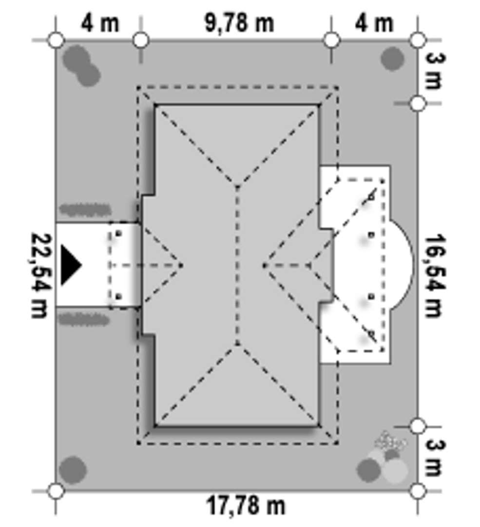 Plan amplasament Casă parter 122 mp utili, 3 dormitoare, o baie