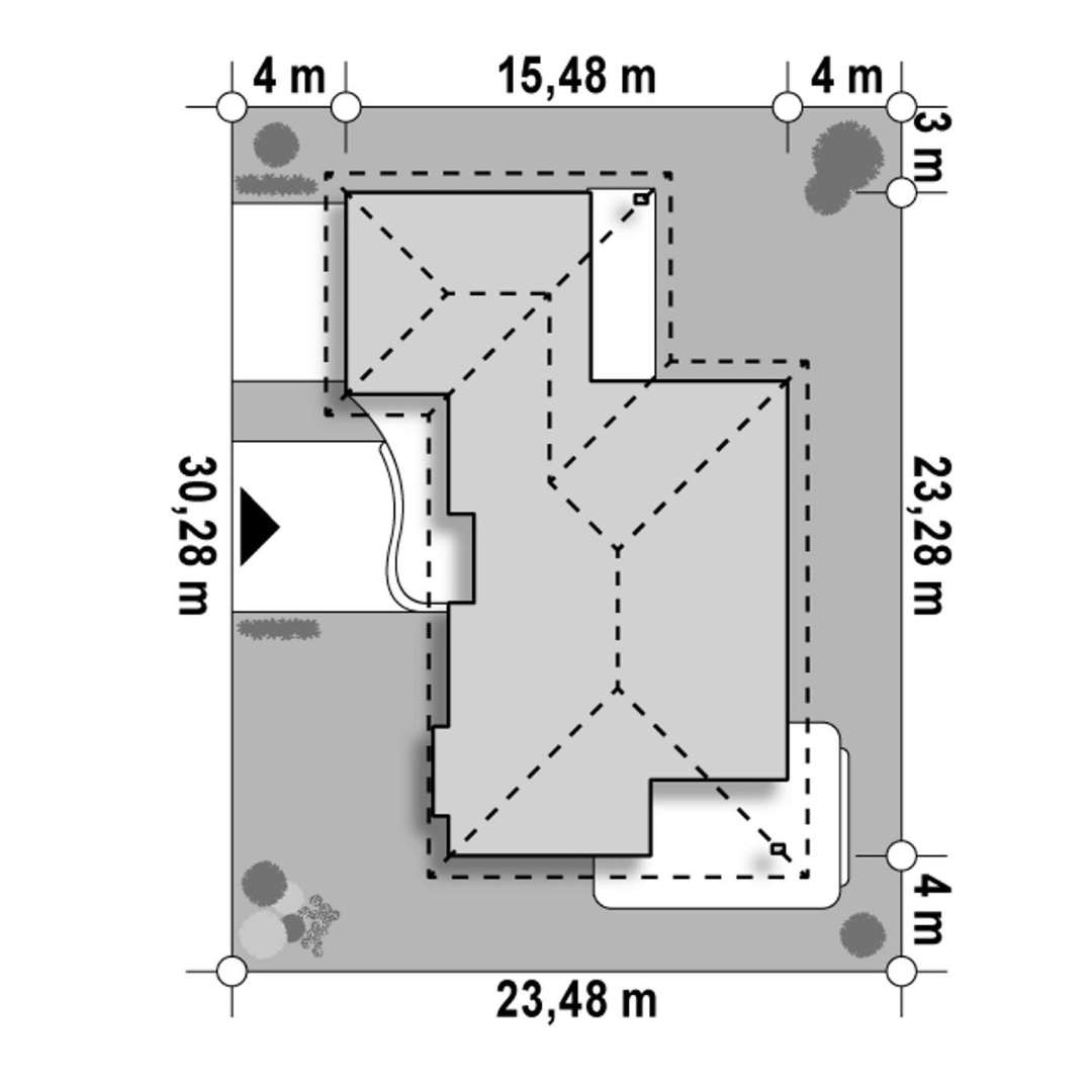 Plan amplasament Casă parter 144 mp utili, 3 dormitoare, o baie
