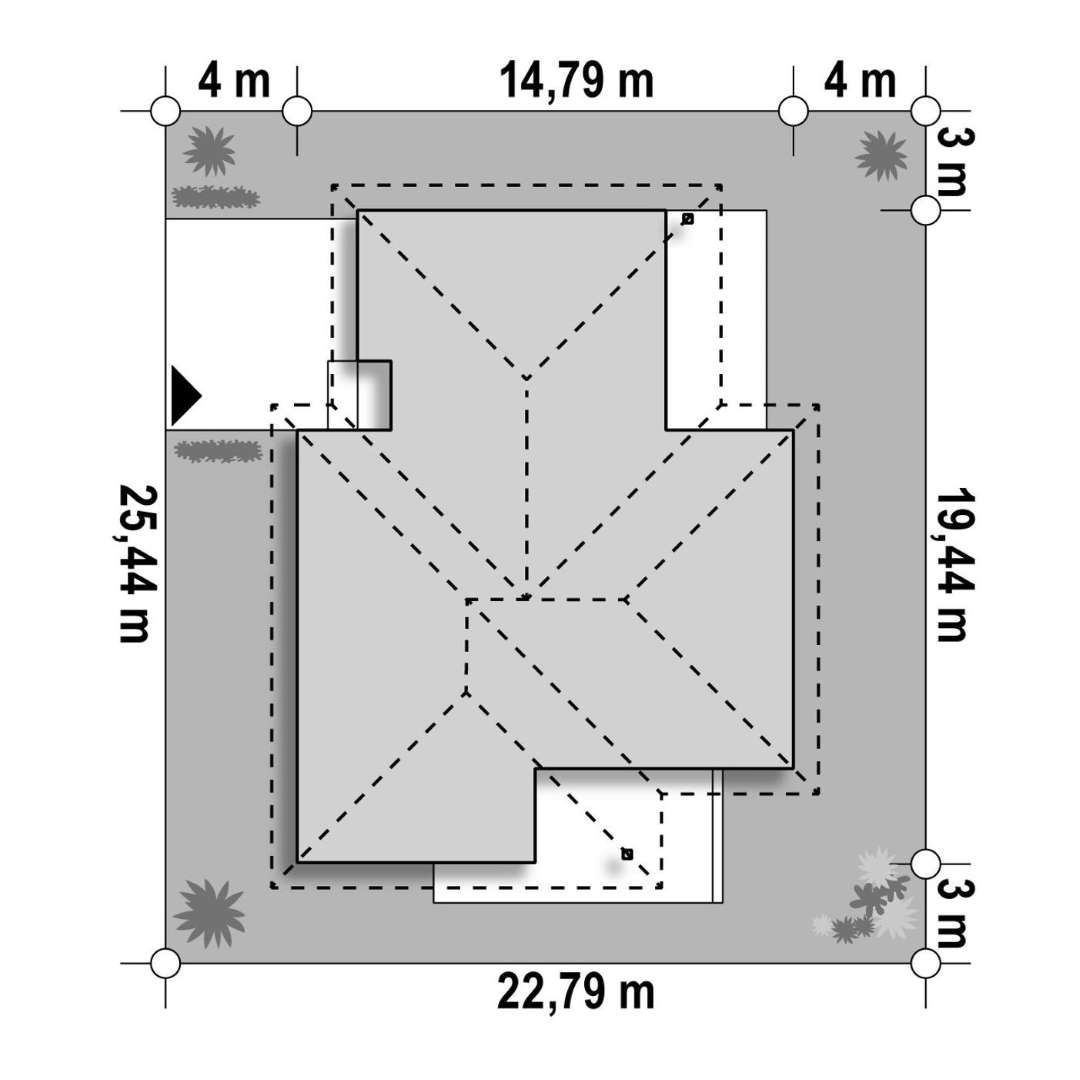 Plan amplasament Casă parter 157 mp utili, 2 dormitoare, o baie