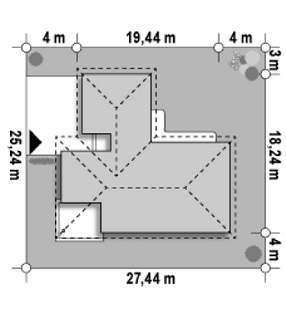 Plan amplasament Casă parter 152 mp utili, 3 dormitoare, o baie