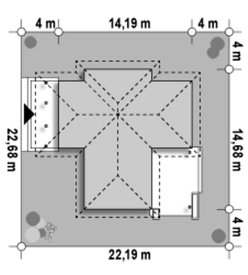 Plan amplasament Casă parter 125 mp utili, 3 dormitoare, o baie