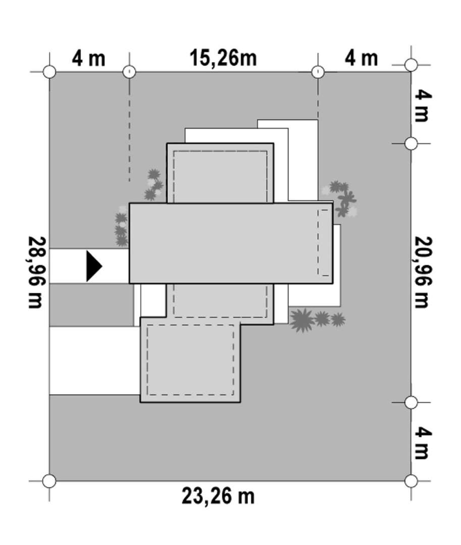 Plan amplasament Casă cu etaj 169 mp utili, un dormitor, 3 băi