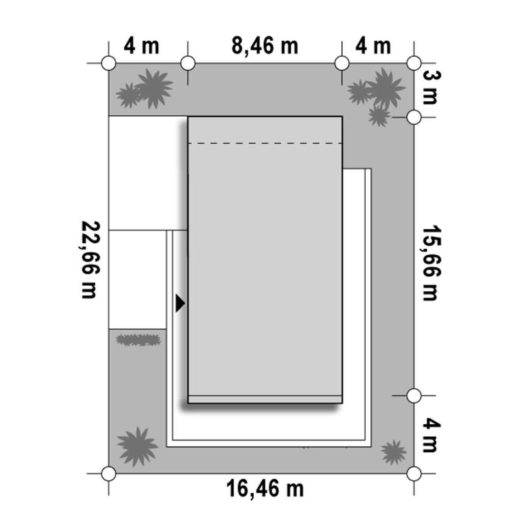 Plan amplasament Casă cu etaj 110 mp utili, un dormitor, 2 băi