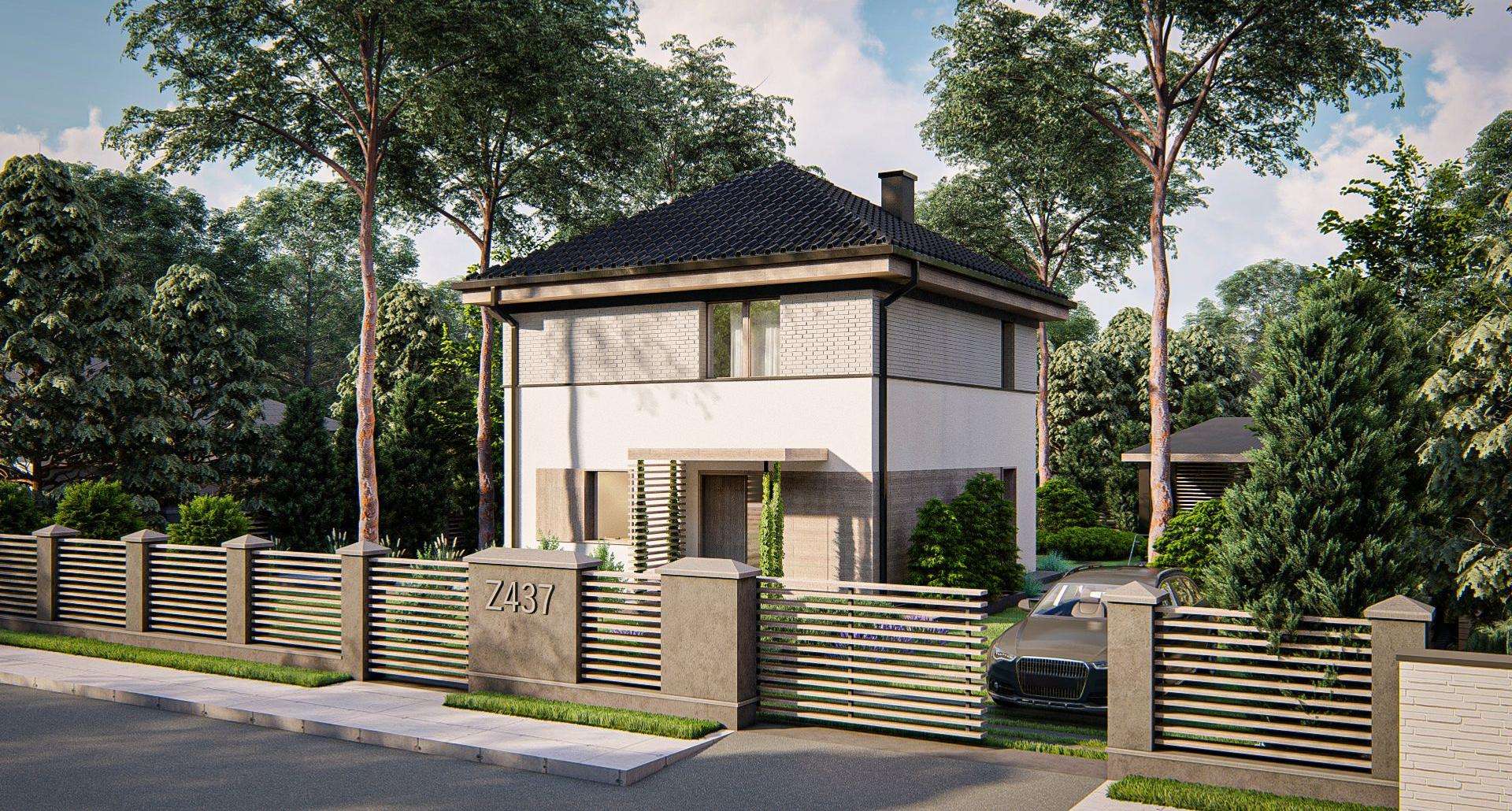 Fatada Casă cu etaj 94 mp utili, un dormitor, 2 băi