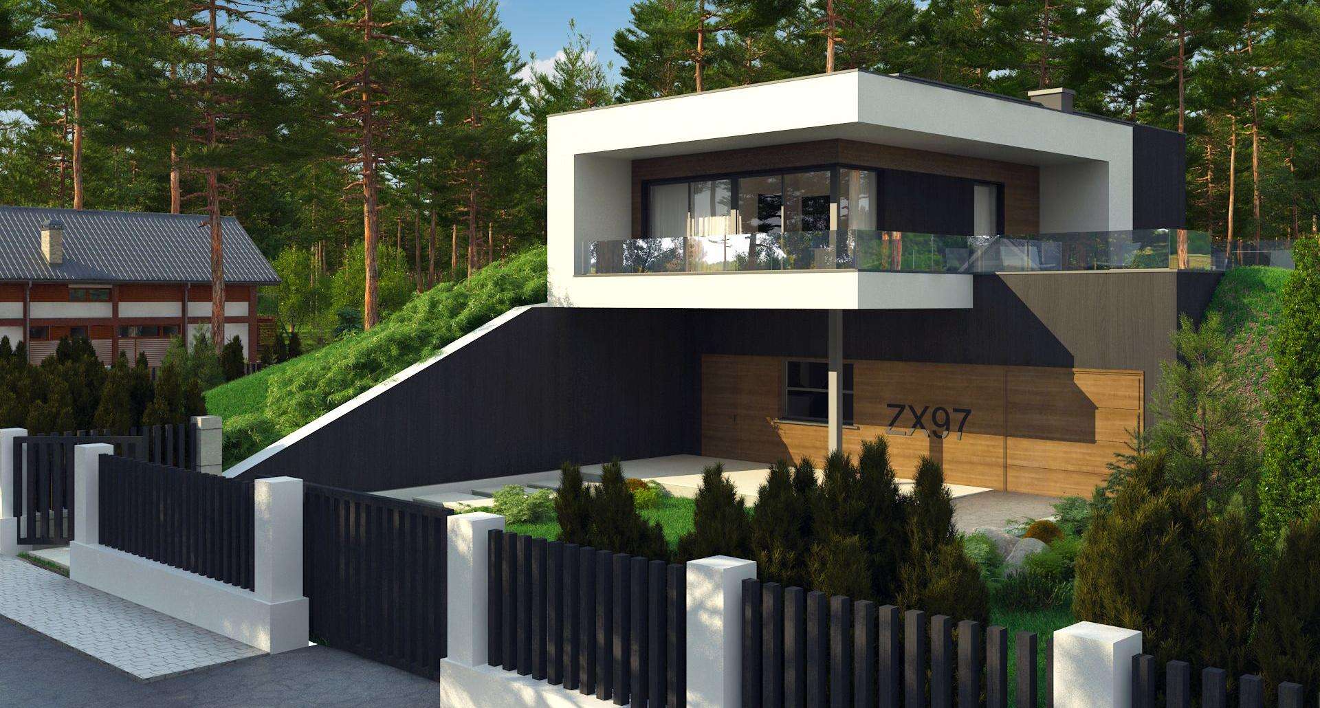 Fatada Casă cu etaj 147 mp utili, un dormitor, 3 băi