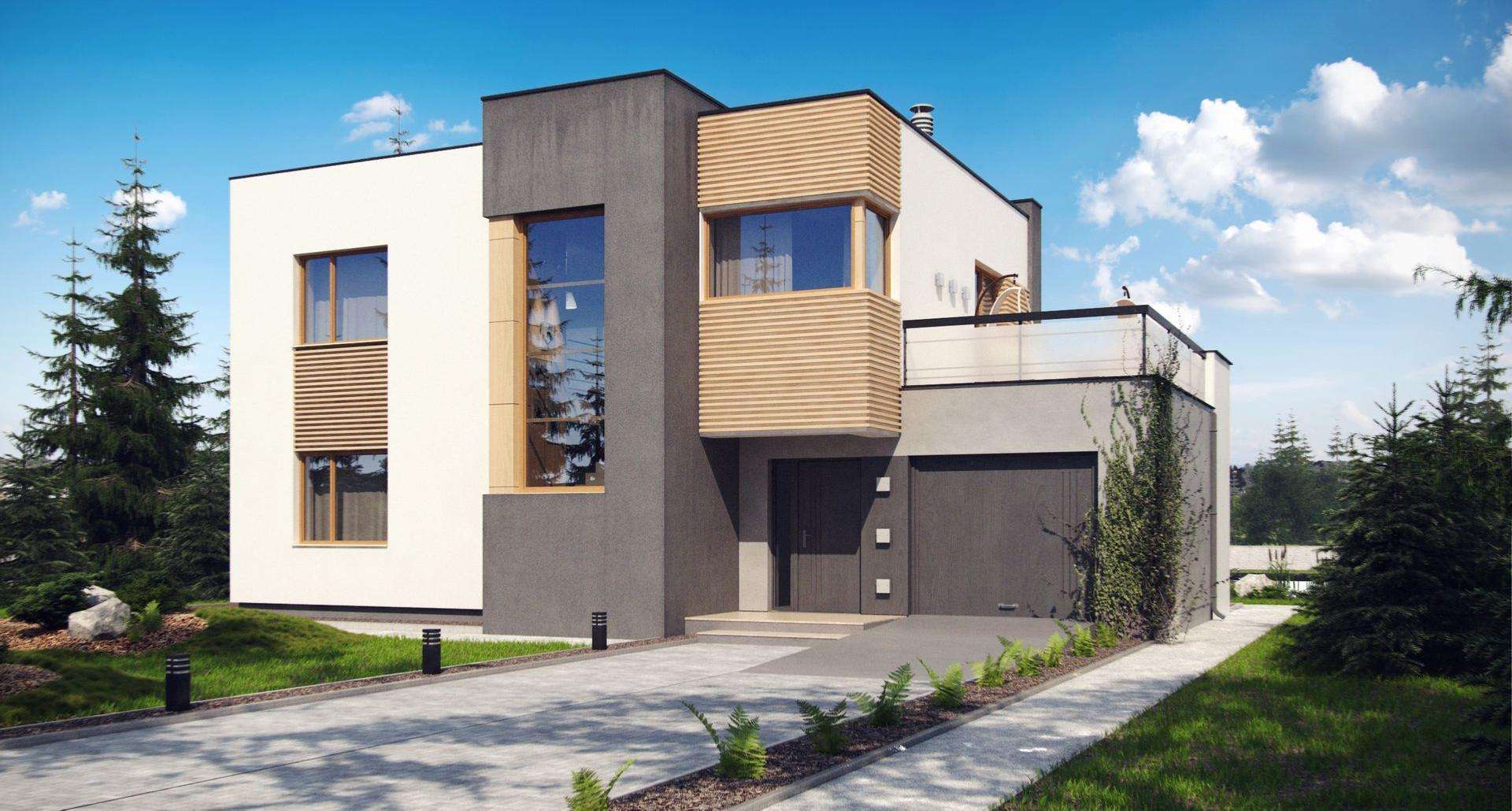 Fatada Casă cu etaj 128 mp utili, un dormitor, 2 băi