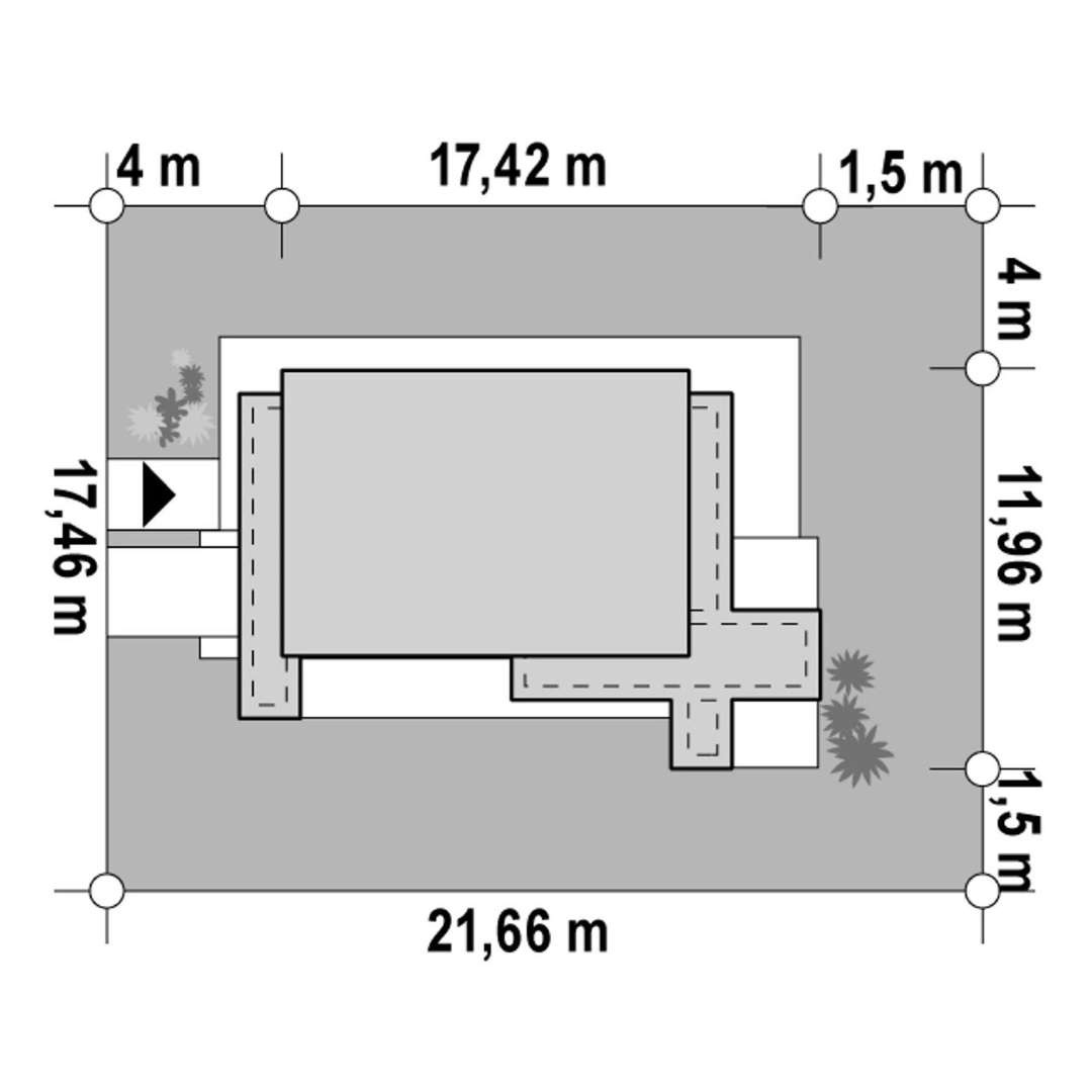 Plan amplasament Casă cu etaj 137 mp utili, un dormitor, 2 băi
