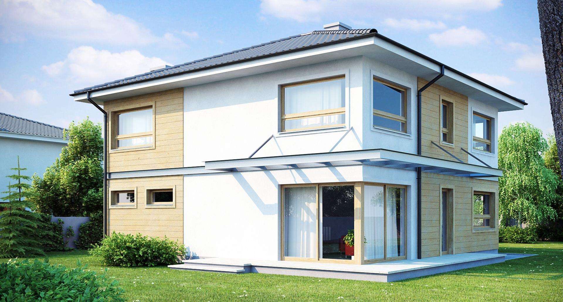 Fatada Casă cu etaj 166 mp utili, un dormitor, 3 băi
