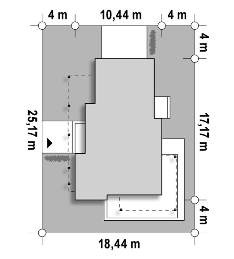 Plan amplasament Casă cu etaj 206 mp utili, un dormitor, 2 băi