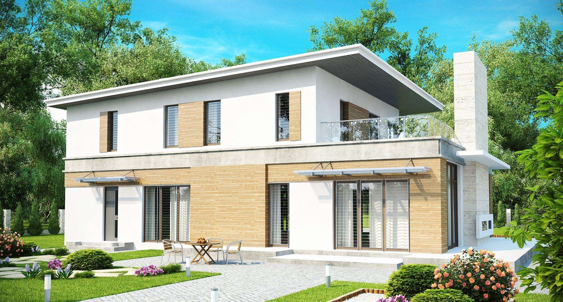 Fatada Casă cu etaj 208 mp utili, un dormitor, 3 băi