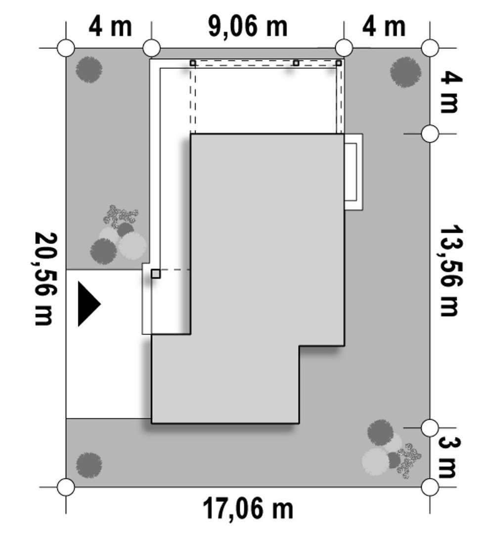 Plan amplasament Casă cu etaj 95 mp utili, un dormitor, 2 băi