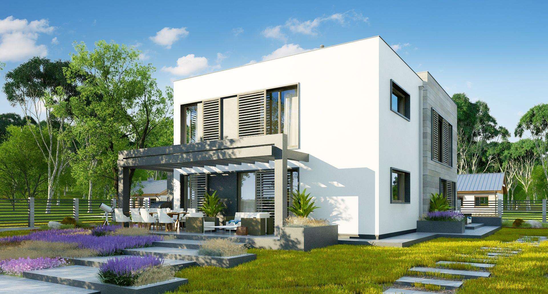 Fatada Casă cu etaj 180 mp utili, un dormitor, 3 băi