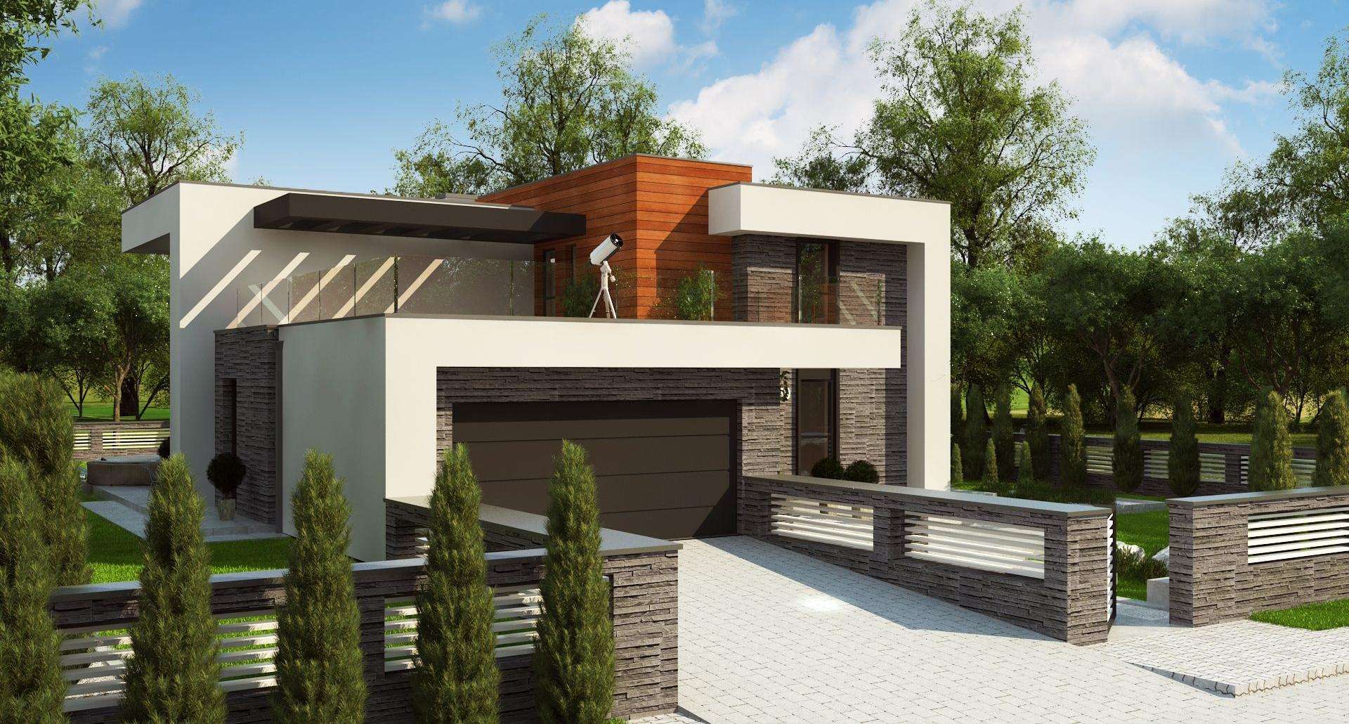 Fatada Casă cu etaj 163 mp utili, un dormitor, 3 băi