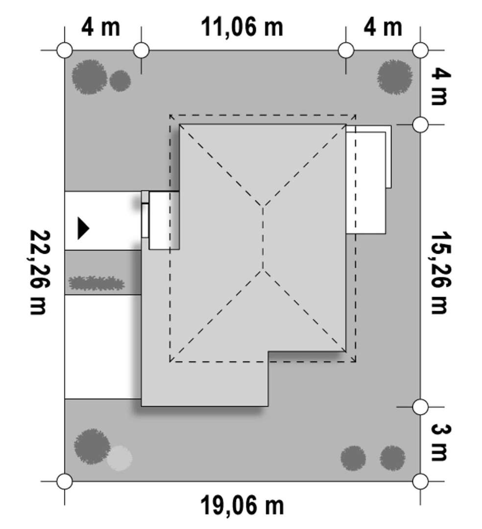 Plan amplasament Casă cu etaj 154 mp utili, un dormitor, o baie