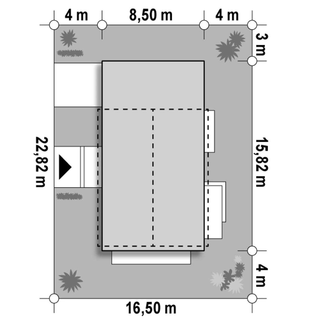 Plan amplasament Casă cu etaj 149 mp utili, un dormitor, 3 băi