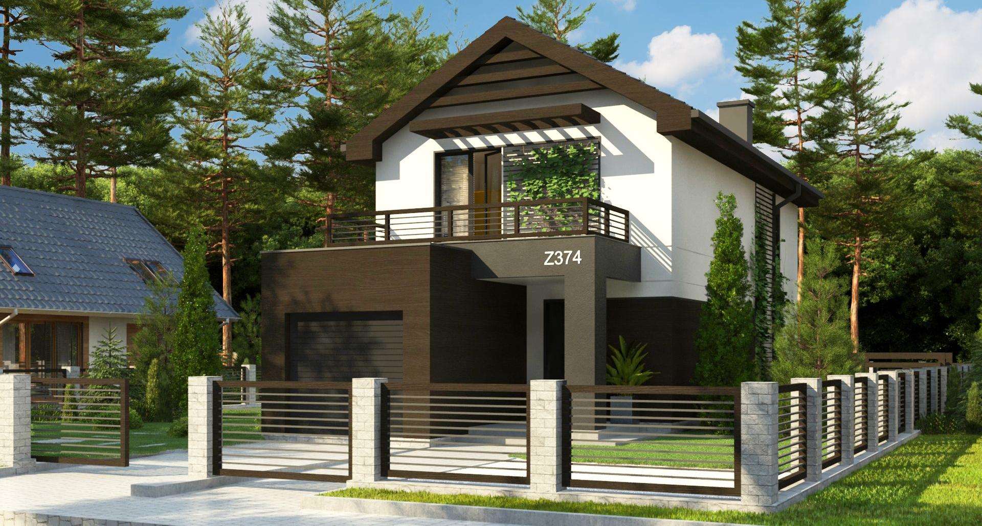 Fatada Casă cu etaj 98 mp utili, un dormitor, 2 băi