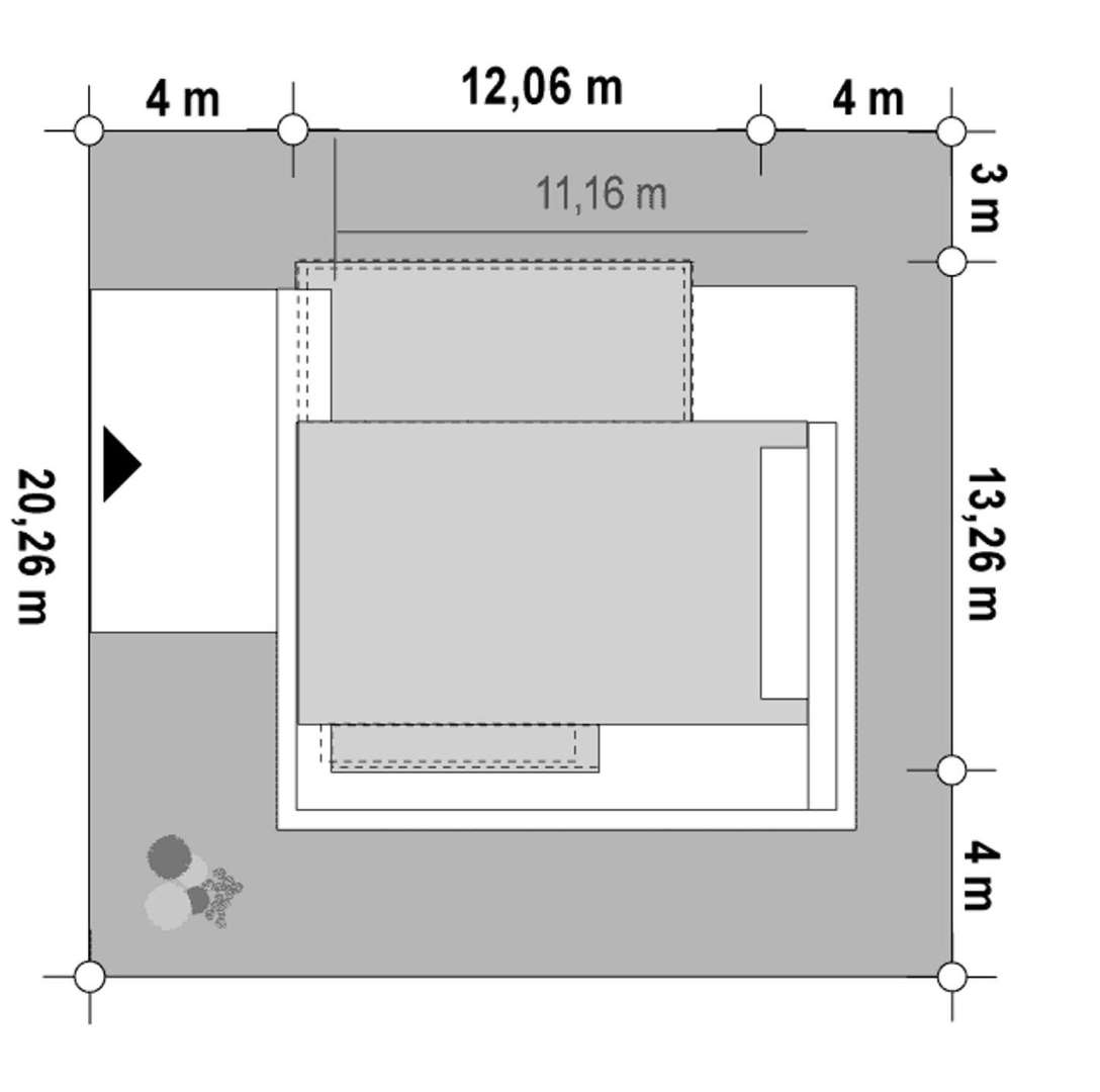 Plan amplasament Casă cu etaj 128 mp utili, un dormitor, 2 băi