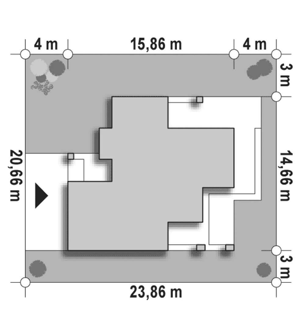 Plan amplasament Casă cu etaj 135 mp utili, un dormitor, 2 băi