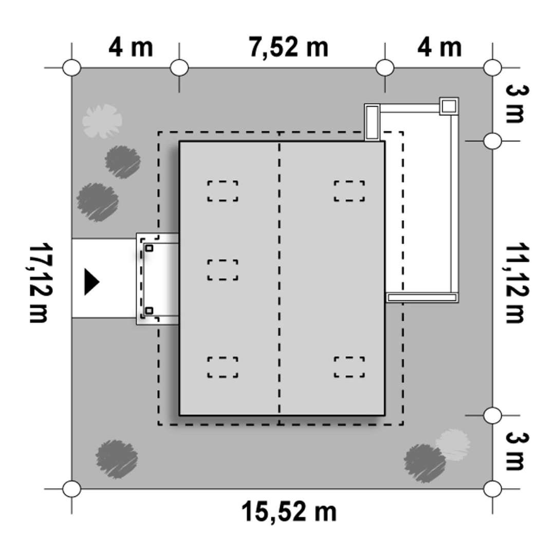Plan amplasament Casă cu mansardă 99 mp utili, 2 dormitoare, o baie
