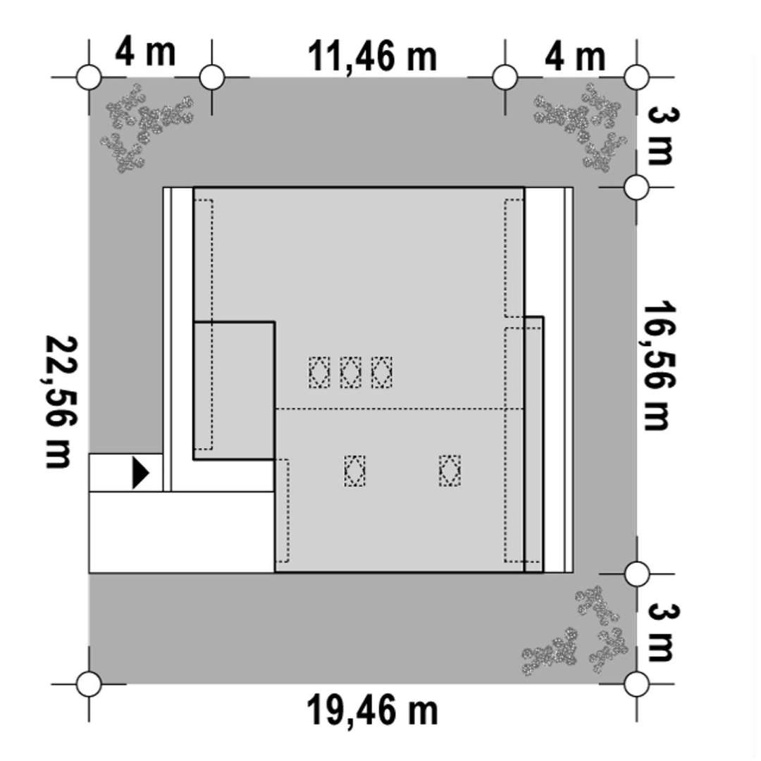 Plan amplasament Casă cu mansardă 152 mp utili, un dormitor, 4 băi