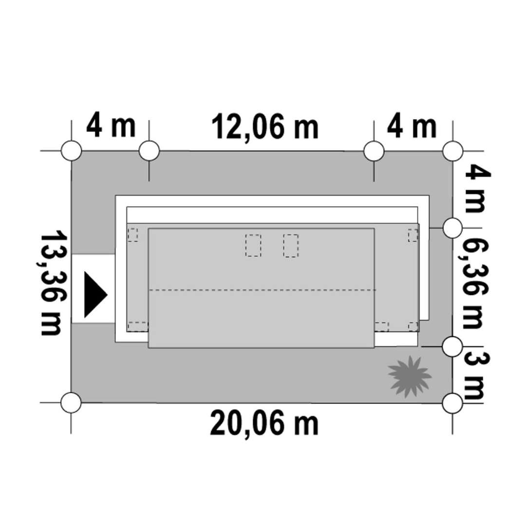 Plan amplasament Casă cu mansardă 100 mp utili, un dormitor, 2 băi