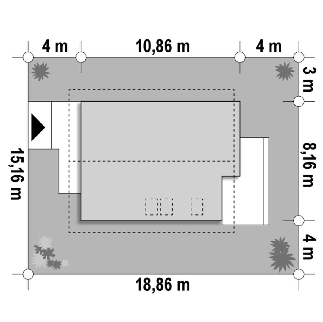Plan amplasament Casă cu mansardă 97 mp utili, un dormitor, 2 băi