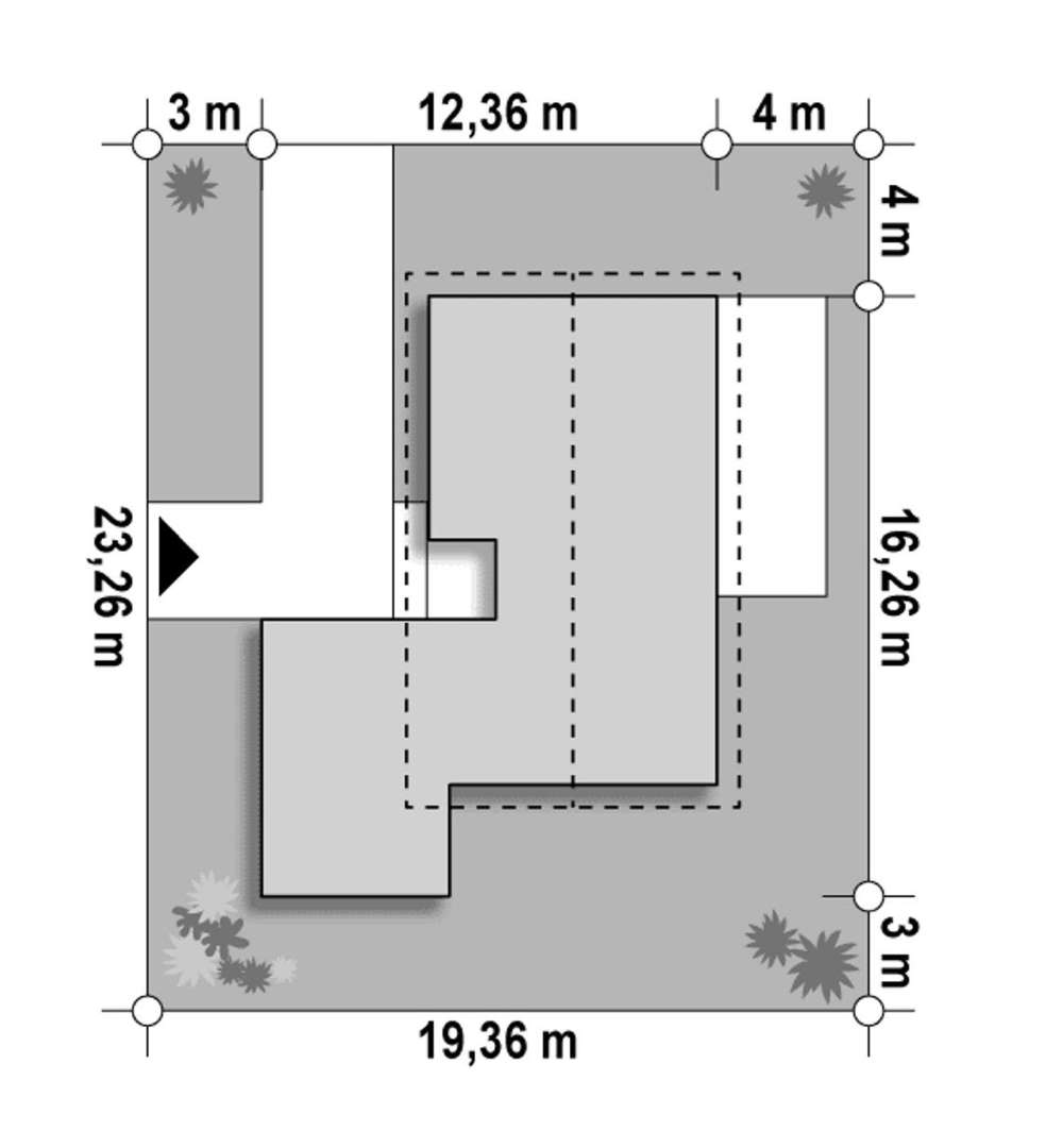 Plan amplasament Casă cu mansardă 127 mp utili, un dormitor, 3 băi