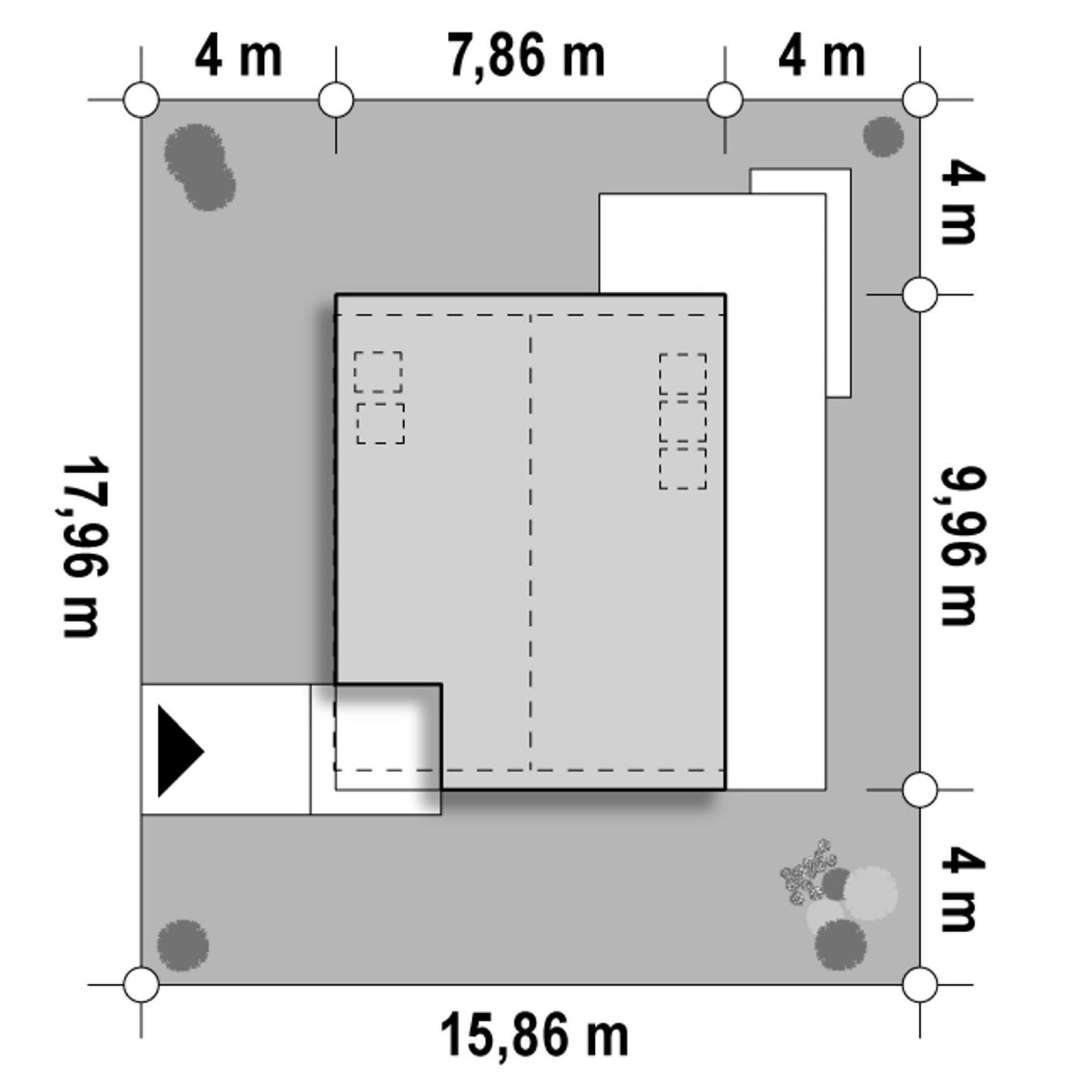 Plan amplasament Casă cu mansardă 85 mp utili, un dormitor, 2 băi