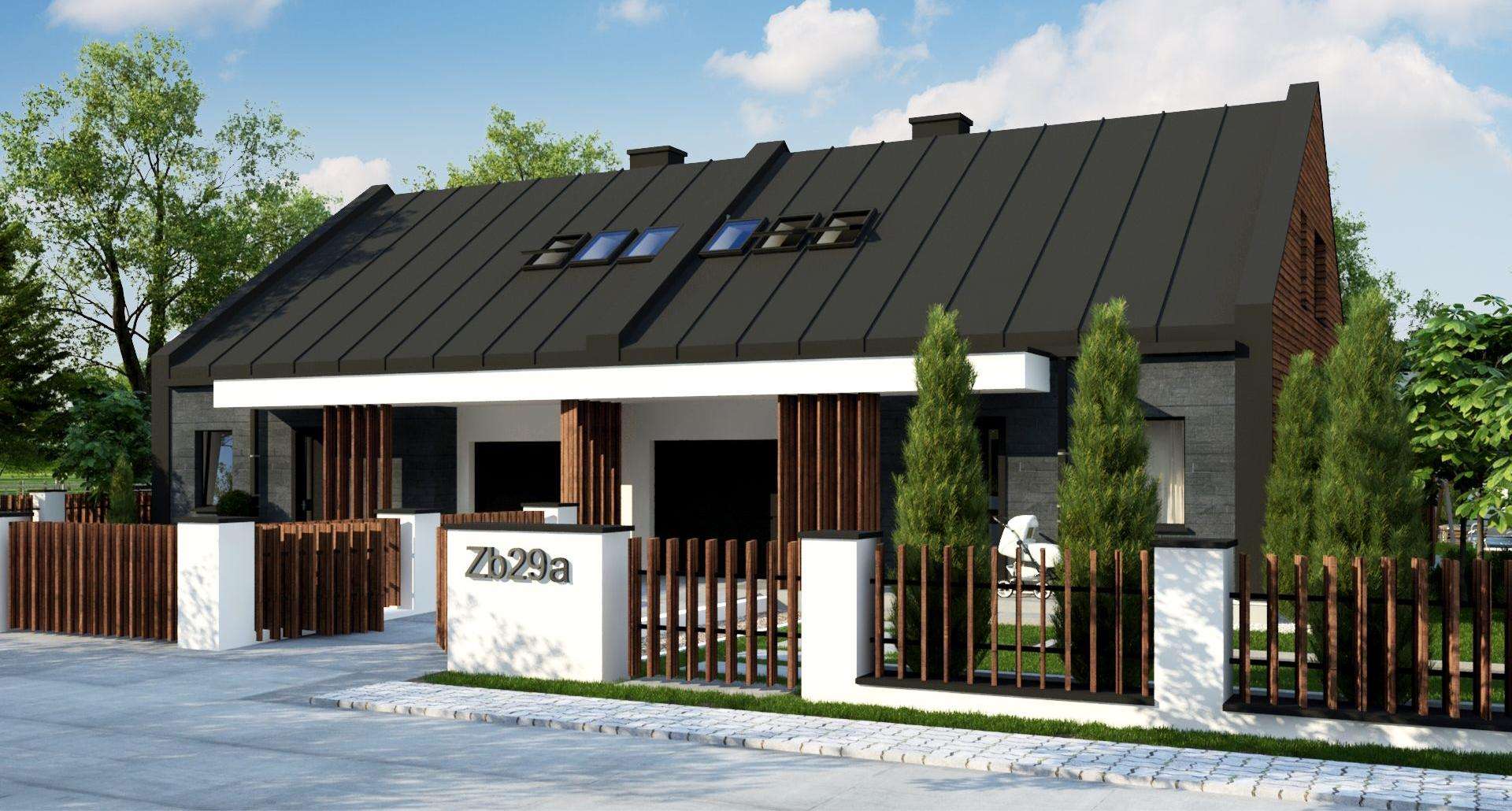 Fatada Casă cu mansardă 118 mp utili, un dormitor, 2 băi