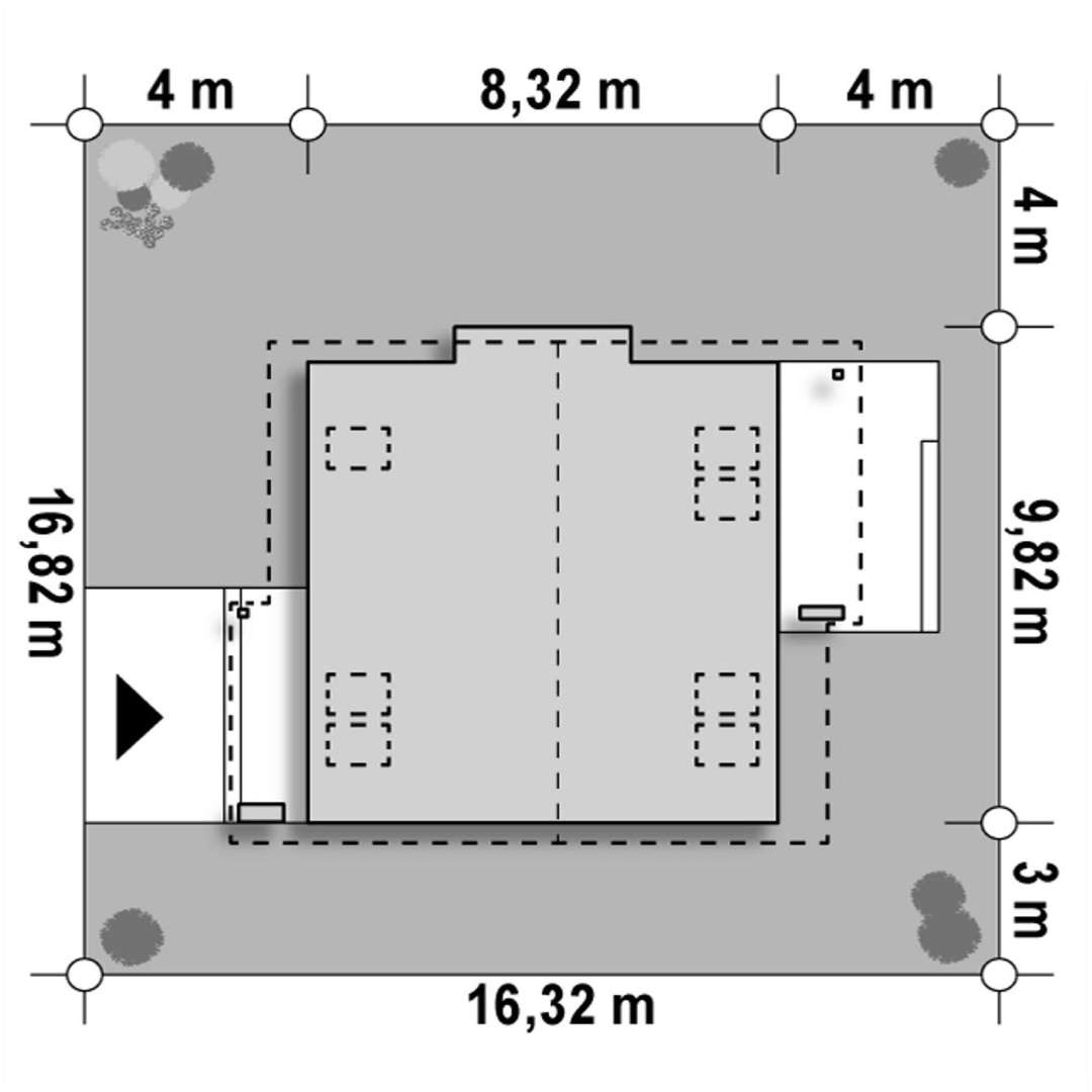 Plan amplasament Casă cu mansardă 100 mp utili, un dormitor, o baie