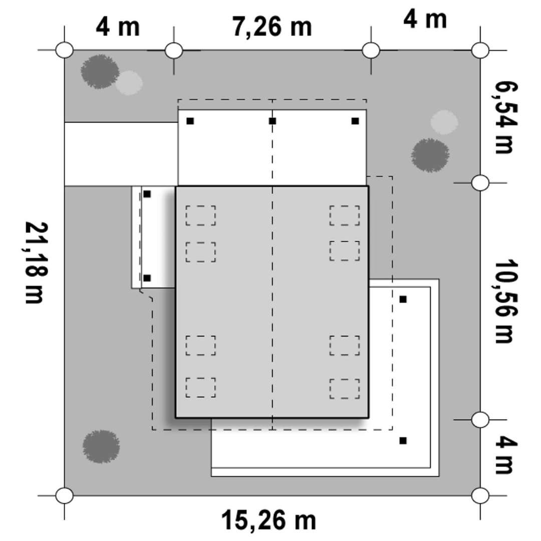 Plan amplasament Casă cu mansardă 88 mp utili, un dormitor, 2 băi
