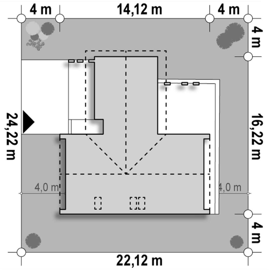 Plan amplasament Casă cu mansardă 177 mp utili, un dormitor, 3 băi