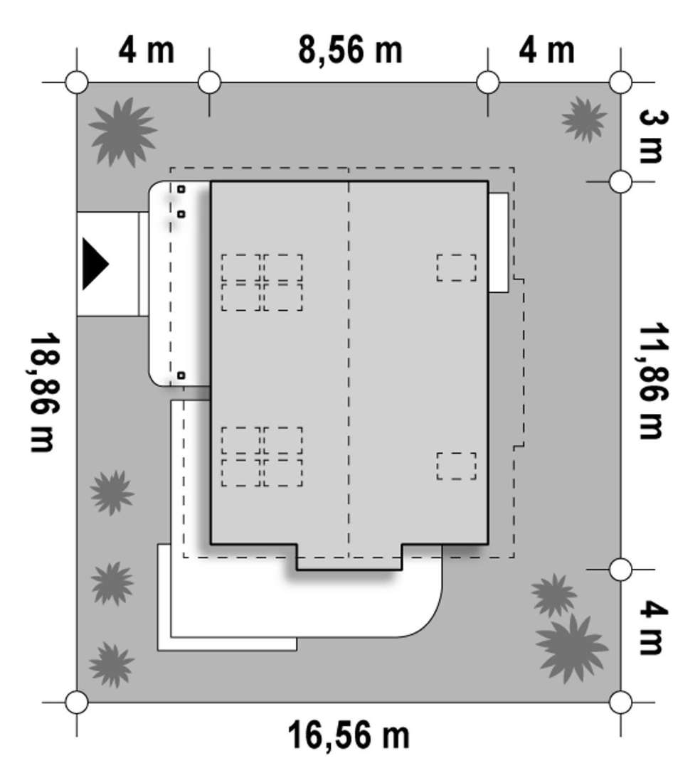 Plan amplasament Casă cu mansardă 115 mp utili, un dormitor, o baie