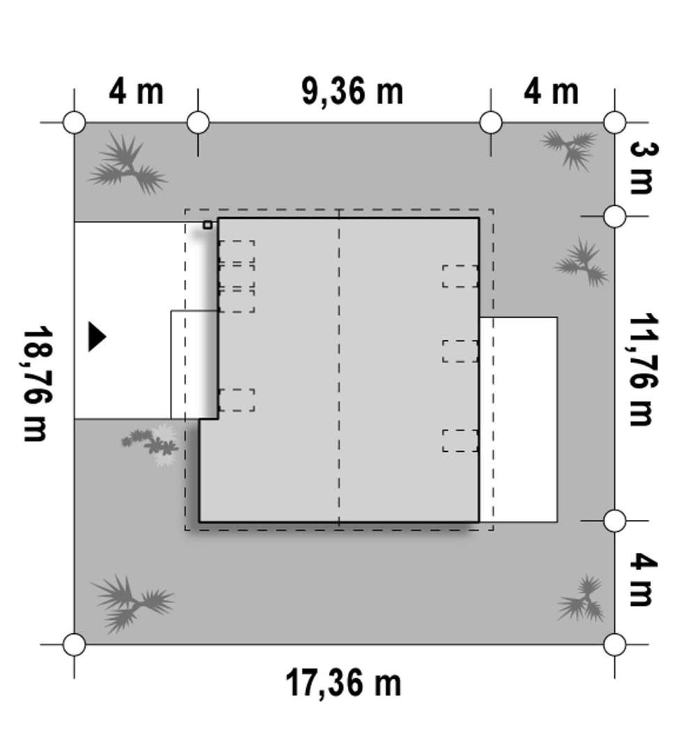 Plan amplasament Casă cu mansardă 114 mp utili, un dormitor, 2 băi