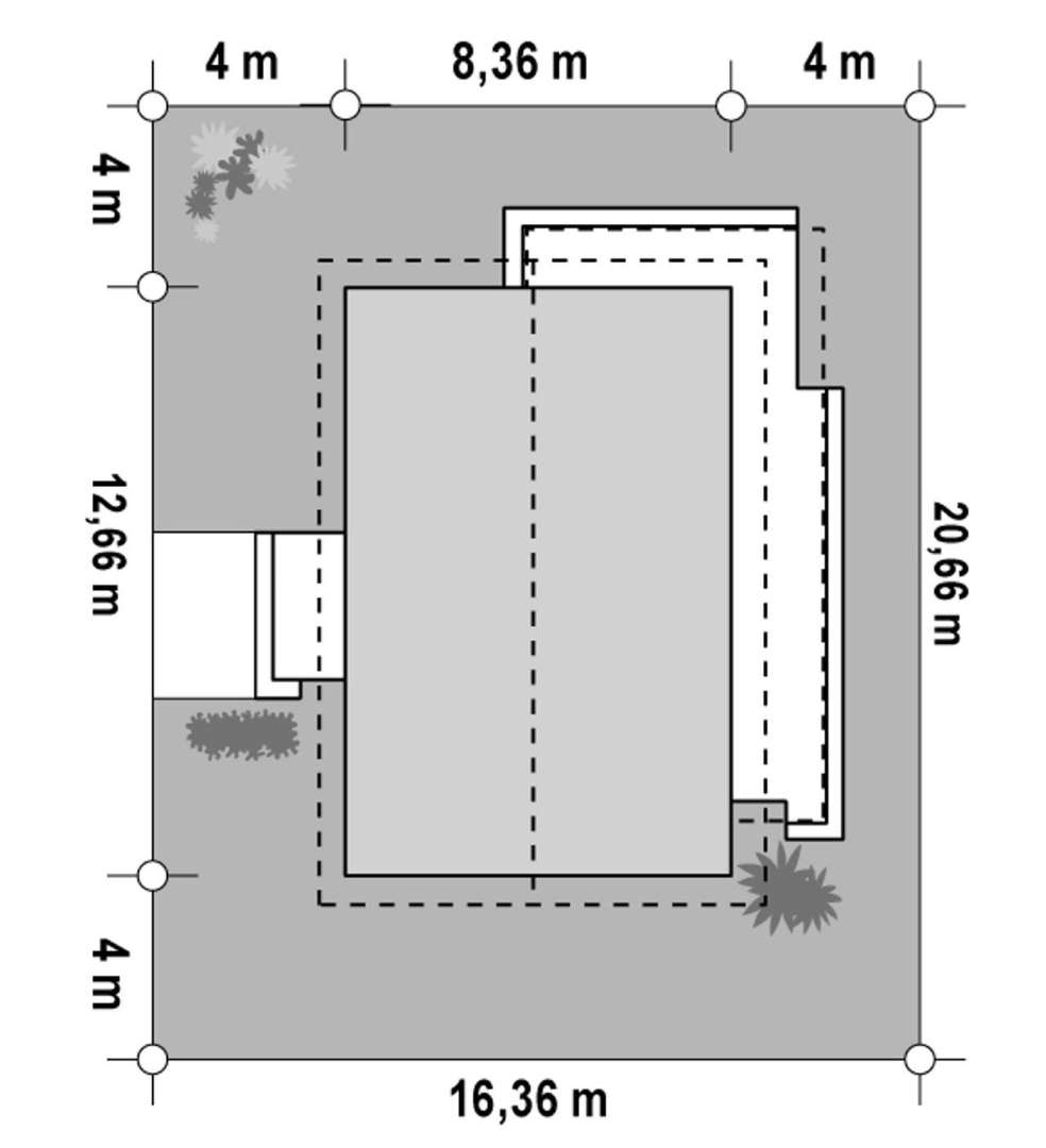 Plan amplasament Casă cu mansardă 126 mp utili, 2 dormitoare, 2 băi