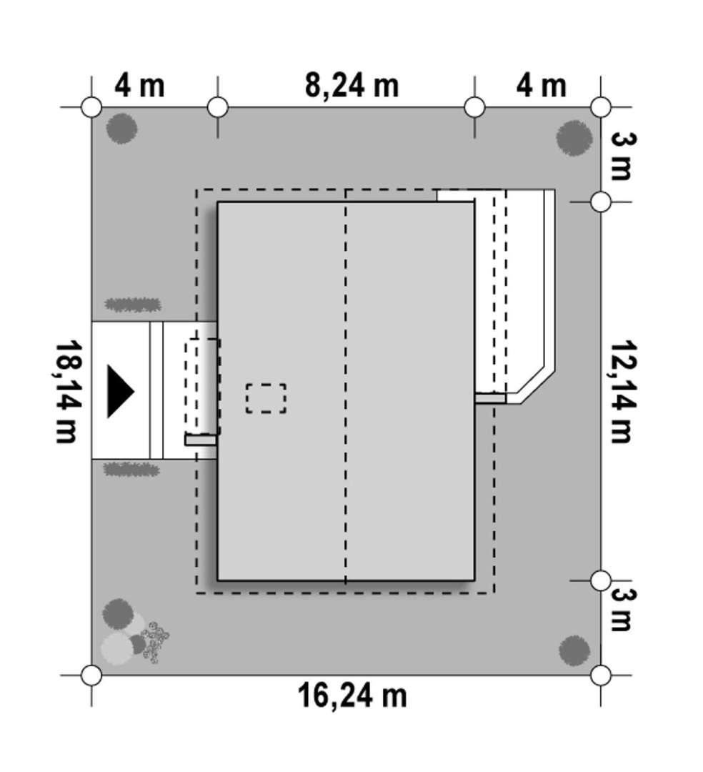 Plan amplasament Casă cu mansardă 122 mp utili, 2 dormitoare, 2 băi