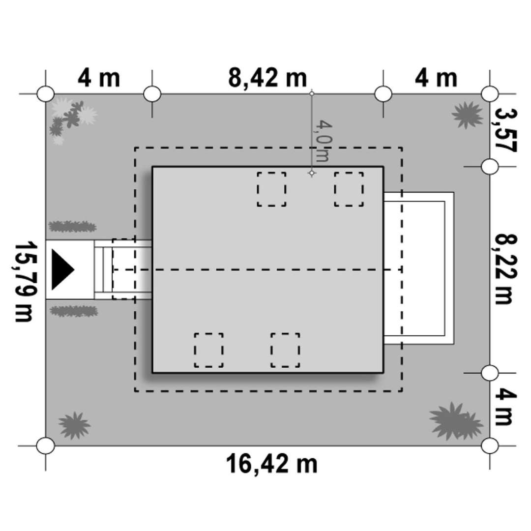 Plan amplasament Casă cu mansardă 88 mp utili, un dormitor, 2 băi