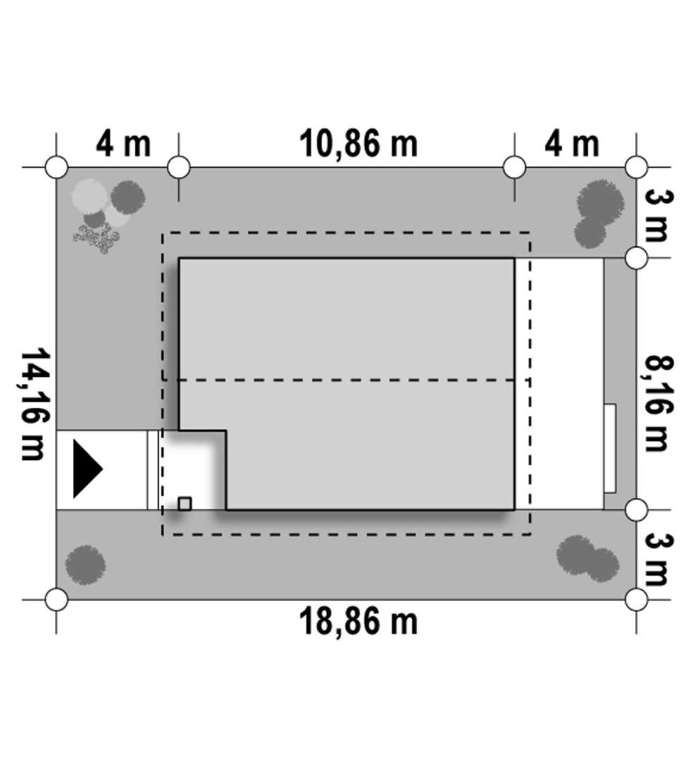 Plan amplasament Casă cu mansardă 106 mp utili, un dormitor, 2 băi