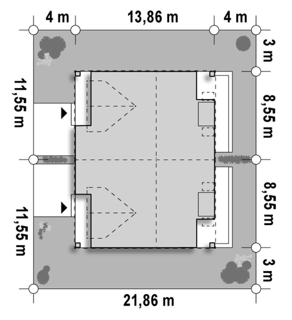 Plan amplasament Casă cu mansardă 134 mp utili, un dormitor, 2 băi