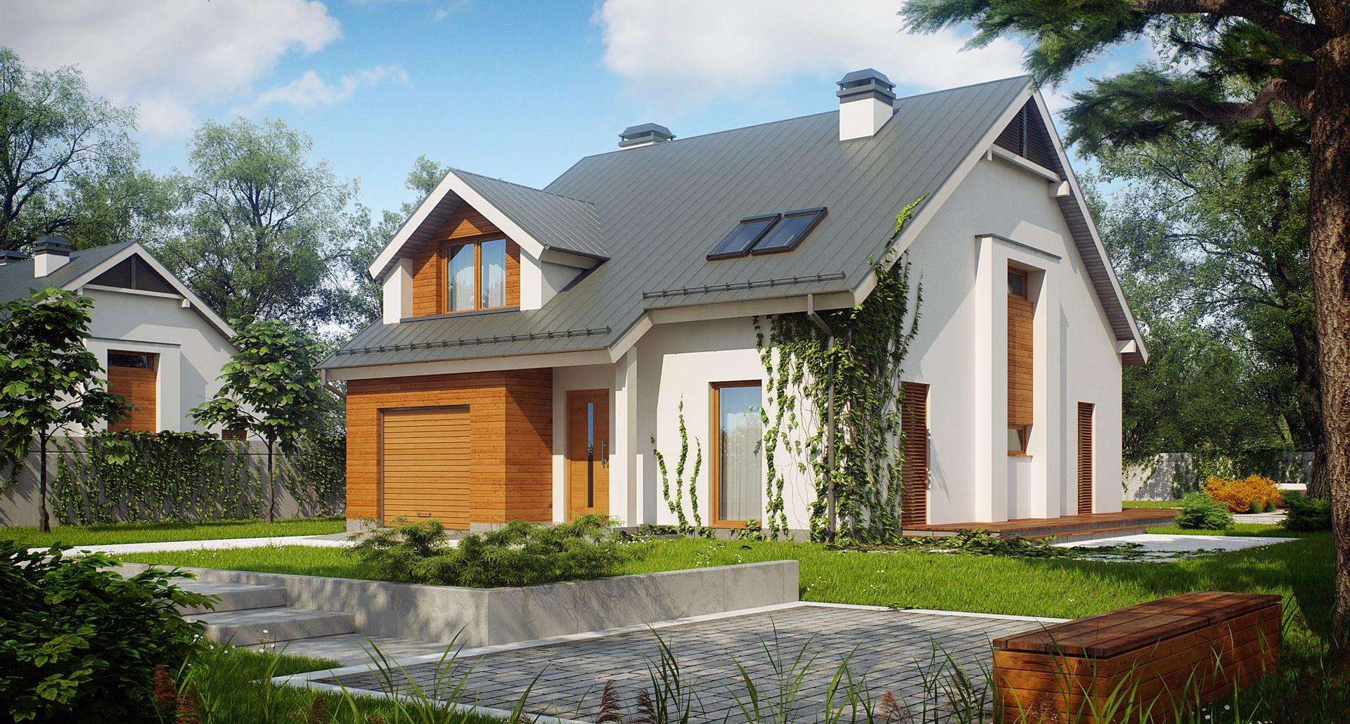 Fatada Casă cu mansardă 158 mp utili, un dormitor, o baie